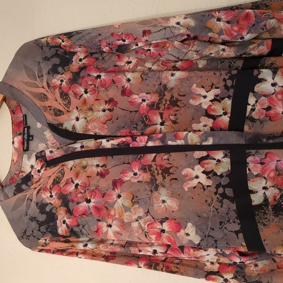 Tolani collection Adele button down Boho Floral patches Long Sleeve Blouse XL - Picture 2 of 10